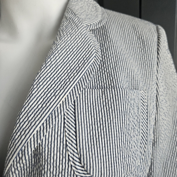 Of the Cloth Made in Italy Womens Gray White Structured Blazer No Size Tag - Picture 9 of 16